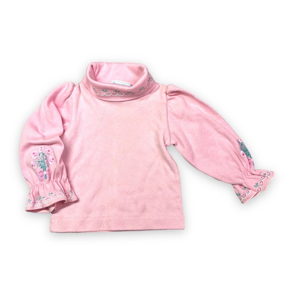 Vintage OshKosh B’Gosh Girls Baby Puff Sleeve Top Pink Shirt Roses Floral 3M 6M